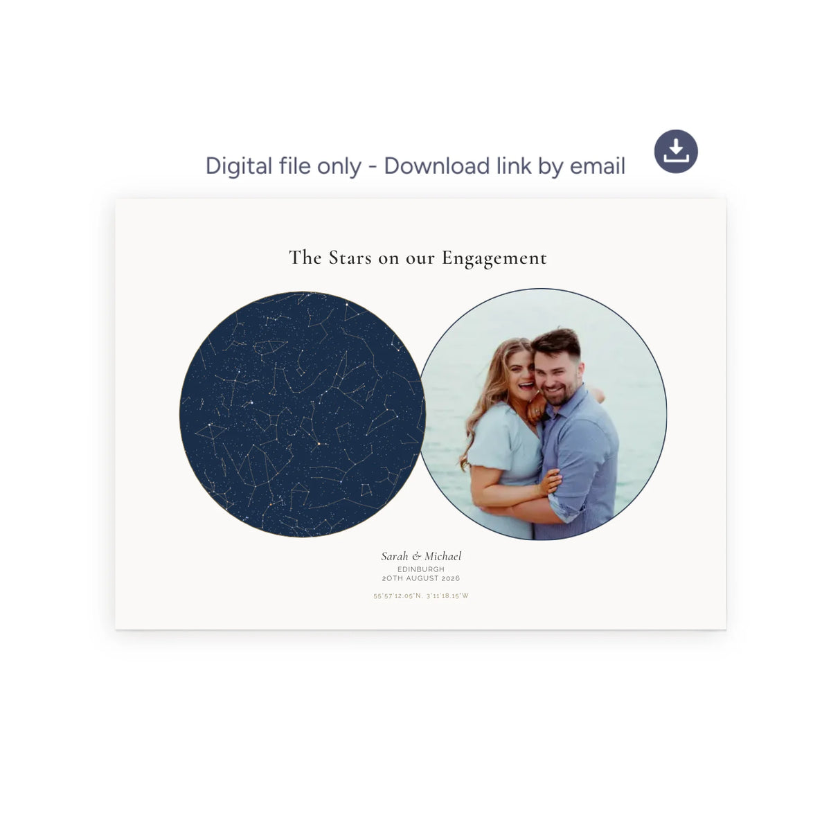 Personalised star map &amp; photo print, Lodestar, digital download, landscape