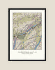 Personalised route map print in the Daylight edition, Bracken map style, showing a walking route across the East Highland Way, in a black frame, A2 portrait.