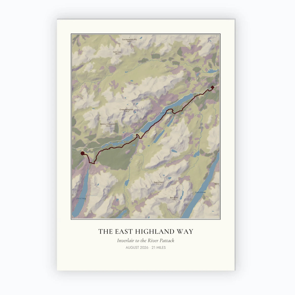 Personalised route map print, unframed, A2 portrait