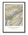 Personalised route map print in a black frame, A2 portrait