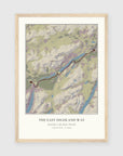 Personalised route map print in an oak coloured frame, A3 portrait