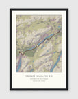 Personalised route map print in a black frame, A3 portrait