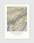 Personalised route map print in a white frame, A3 portrait