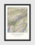 Personalised route map print in a black frame, A4 portrait