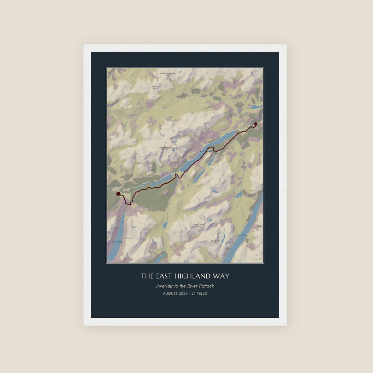 Personalised Route Map Print — Lamplight │ Portrait