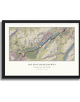 Personalised route map print in a black frame, A4 landscape