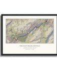 Personalised route map print in a black frame, A3 landscape