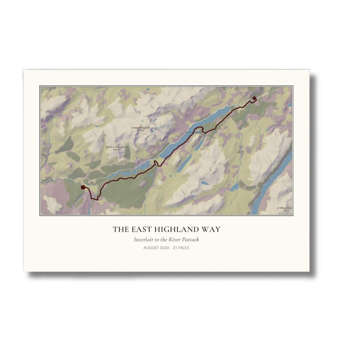 Personalised route map print, unframed, A2 landscape