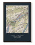 Personalised route map print in a black frame, A2 portrait