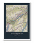 Personalised route map print in a white frame, A2 portrait