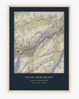Personalised route map print in an oak coloured frame, A2 portrait