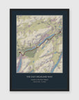 Personalised route map print in a black frame, A3 portrait
