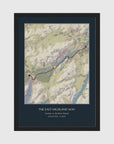 Personalised route map print in a black frame, A4 portrait