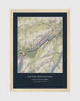 Personalised route map print in an oak coloured frame, A4 portrait