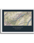 Personalised route map print in a white frame, A4 landscape