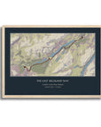 Personalised route map print in an oak coloured frame, A3 landscape