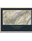 Personalised route map print in an oak coloured frame, A2 landscape