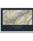 Personalised route map print in a white frame, A2 landscape