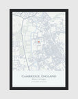 Personalised map print, in a black frame, A4 portrait