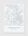 Personalised map print, in a white frame, A4 portrait