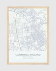 Personalised map print, in an oak coloured frame, A4 portrait