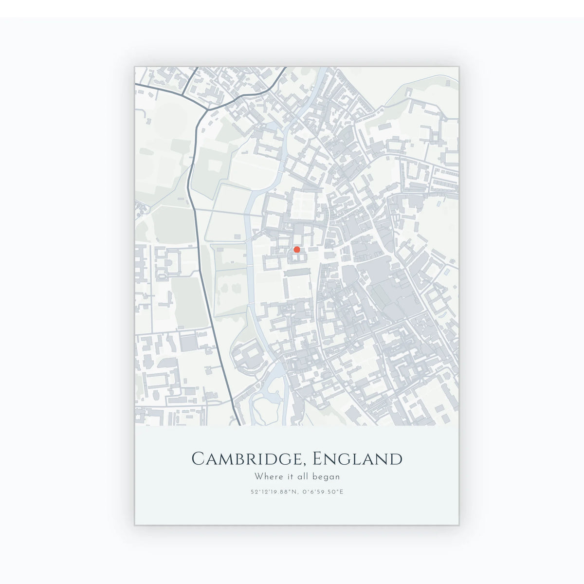 Personalised map print, unframed, A4 portrait