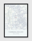 Personalised map print, in a black frame, A3 portrait