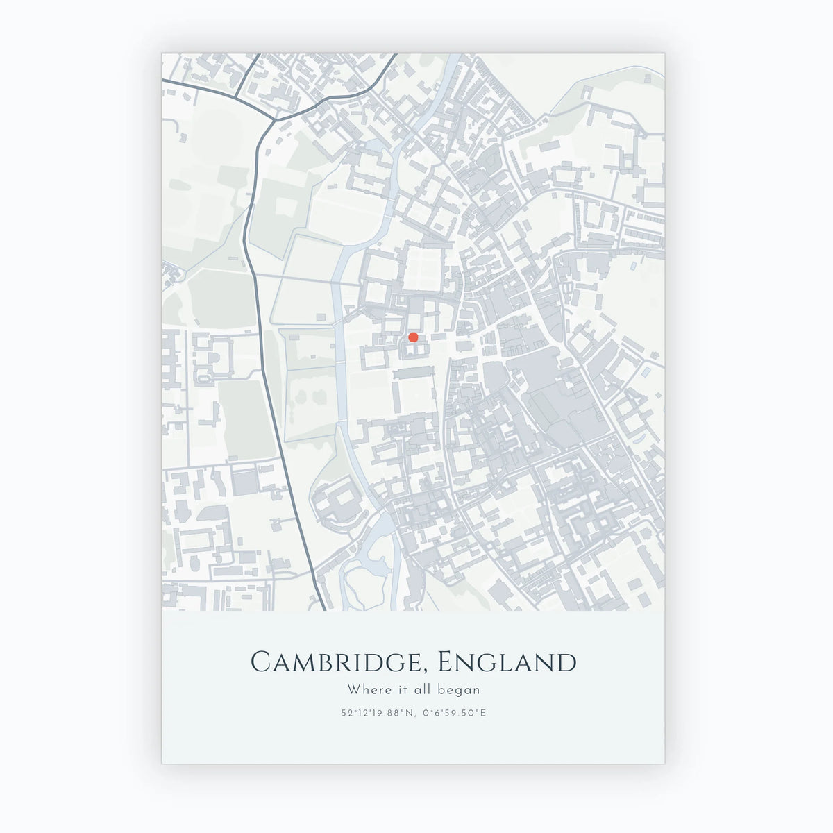 Personalised map print, unframed, A2 portrait