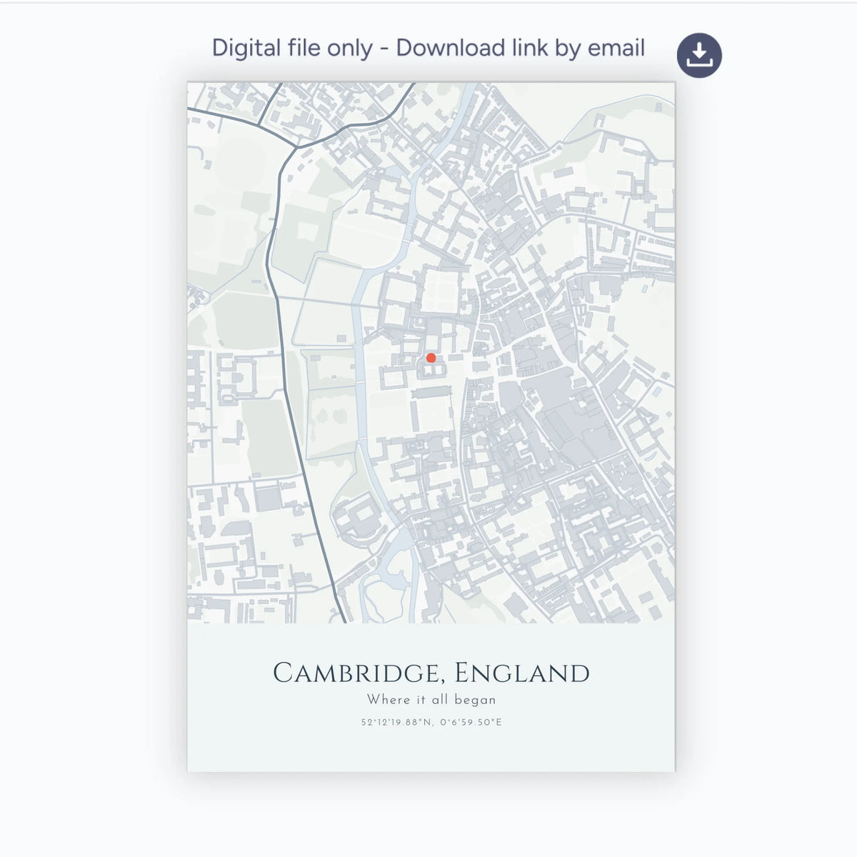 Personalised map print, digital download, portrait