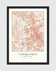 Personalised map print, in a black frame, A4 portrait