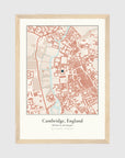 Personalised map print, in an oak coloured frame, A4 portrait