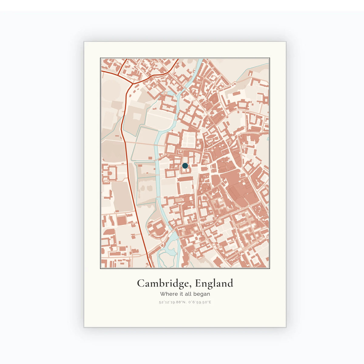 Personalised map print, unframed, A4 portrait