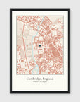 Personalised map print, in a black frame, A3 portrait