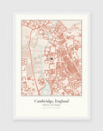 Personalised map print, in a white frame, A3 portrait