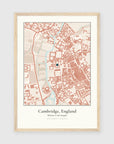 Personalised map print, in an oak coloured frame, A3 portrait