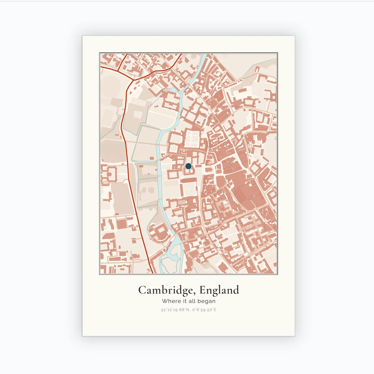 Personalised map print, unframed, A3 portrait