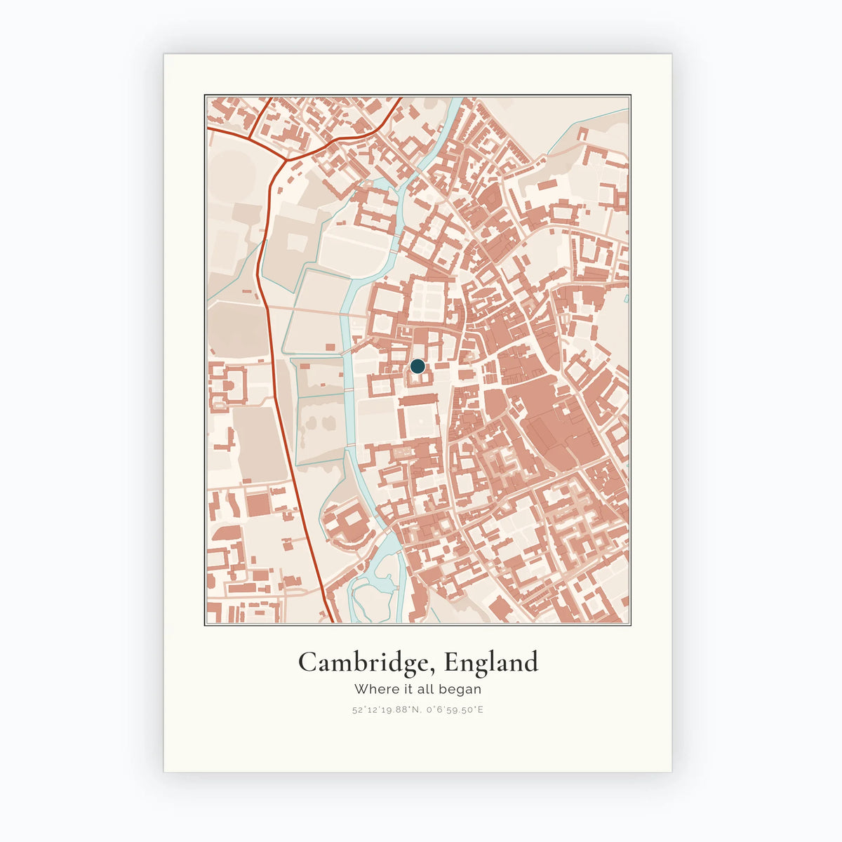 Personalised map print, unframed, A2 portrait