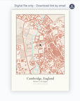 Personalised map print, digital download, portrait