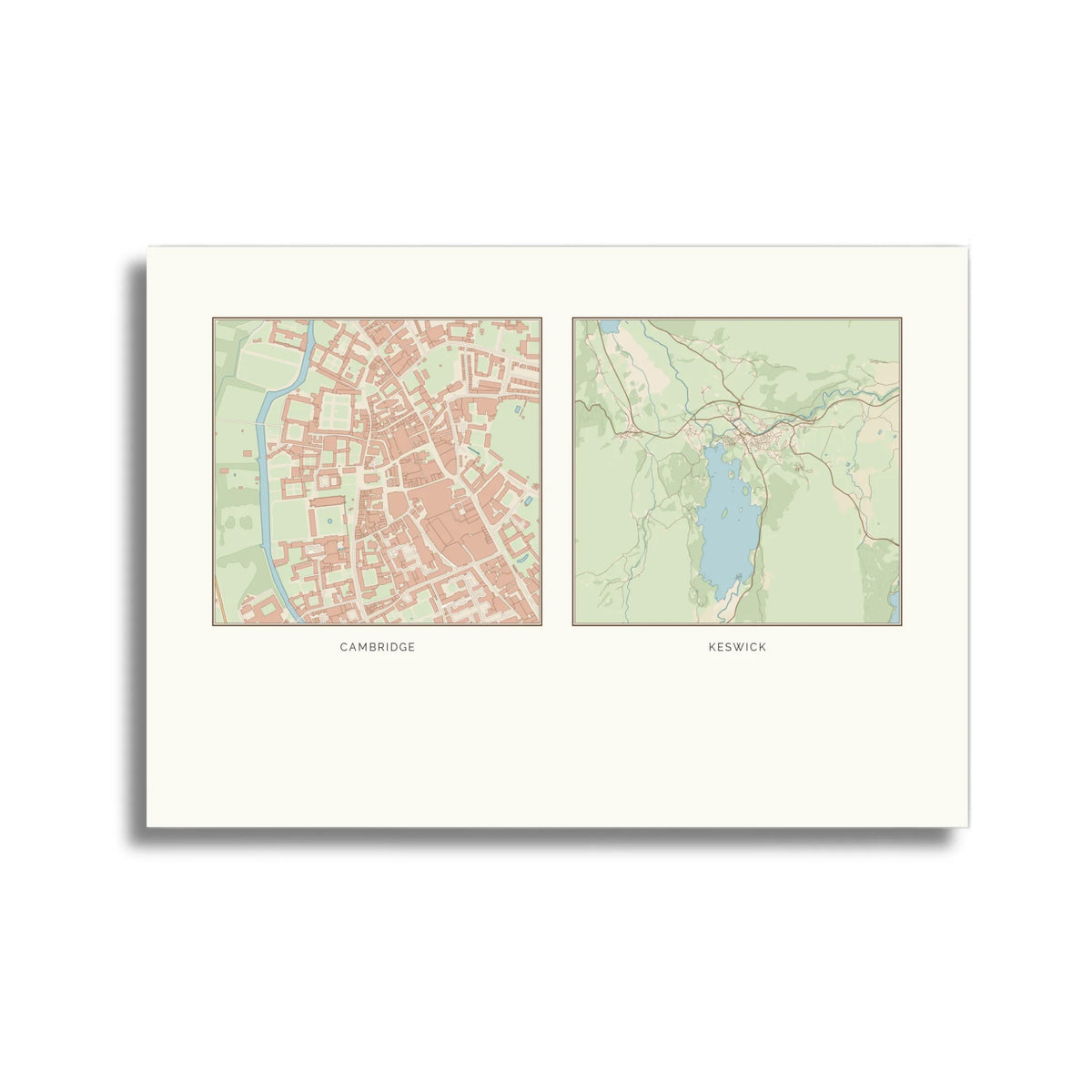 Personalised multi-location map print, unframed, A4 landscape