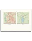 Personalised multi-location map print, unframed, A4 landscape
