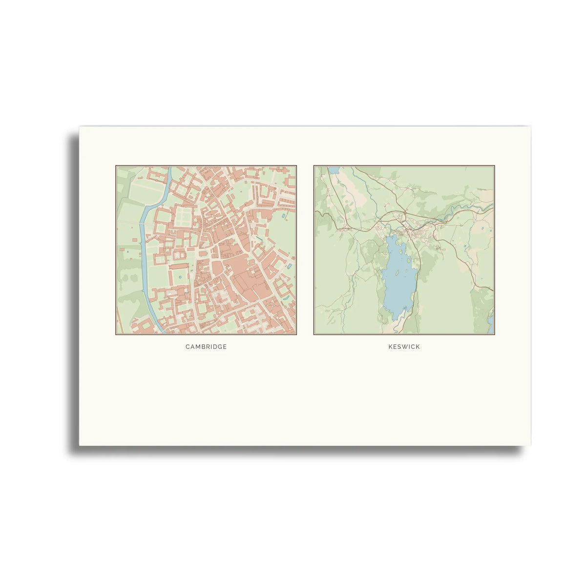 Personalised multi-location map print, unframed, A3 landscape