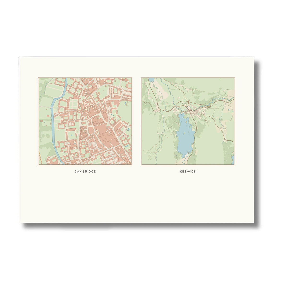 Personalised multi-location map print, unframed, A2 landscape