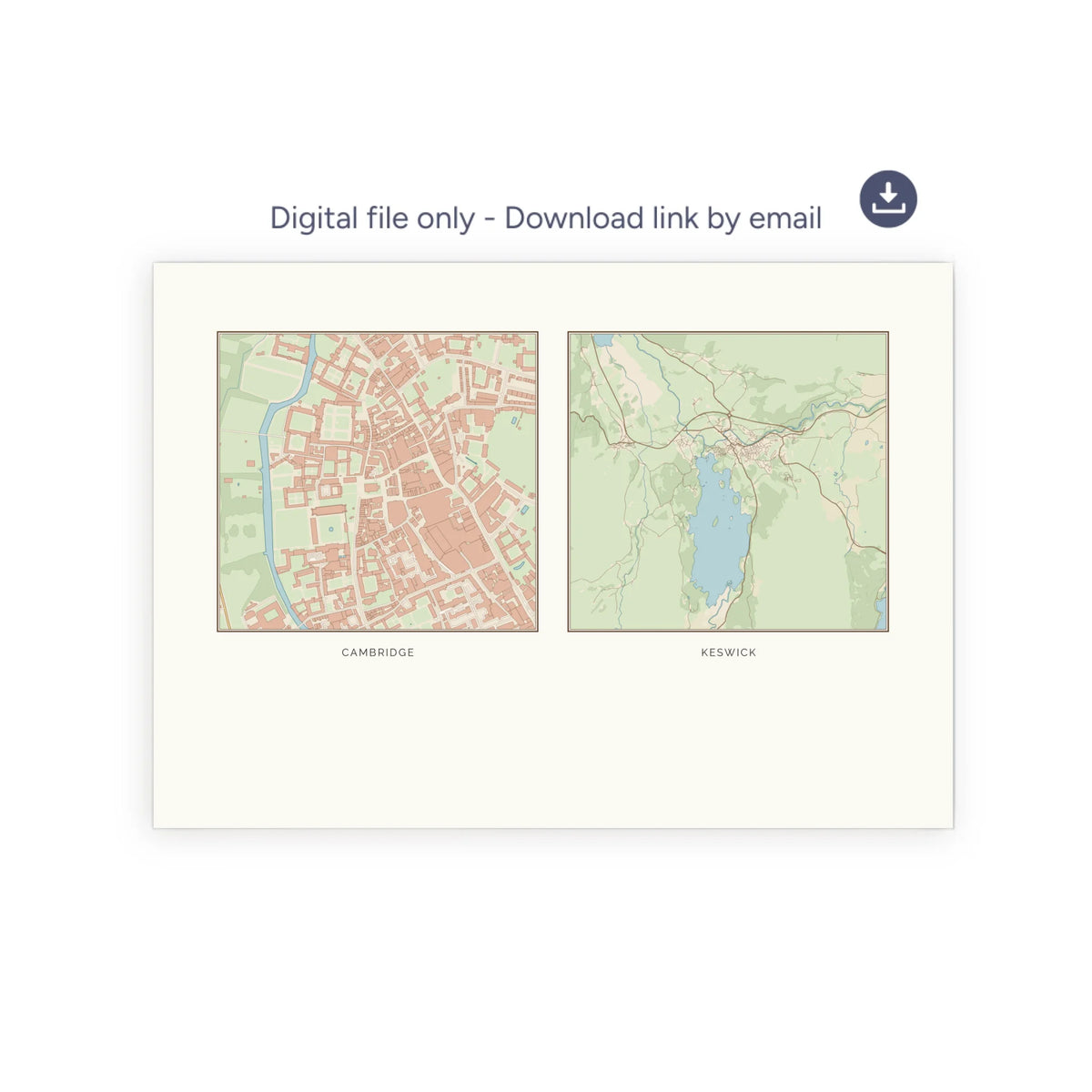 Personalised multi-location map print, digital download, landscape
