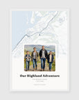 Personalised map & photo print, Waypoint, in a white frame, A3 portrait