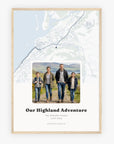 Personalised map & photo print, Waypoint, in an oak coloured frame, A2 portrait