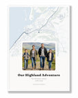 Personalised map & photo print, Waypoint, in a white frame, A2 portrait