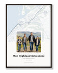 Personalised map & photo print, Waypoint, in a black frame, A2 portrait